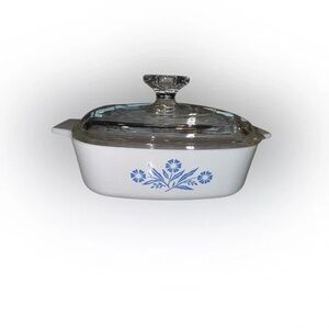 Corningware White Dish with Blue Floral Pattern
